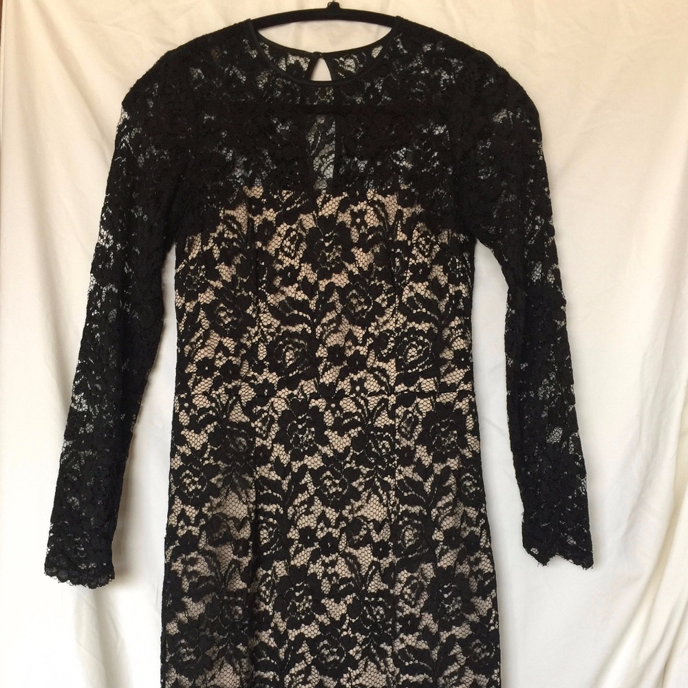 Black lace dress with nude lining